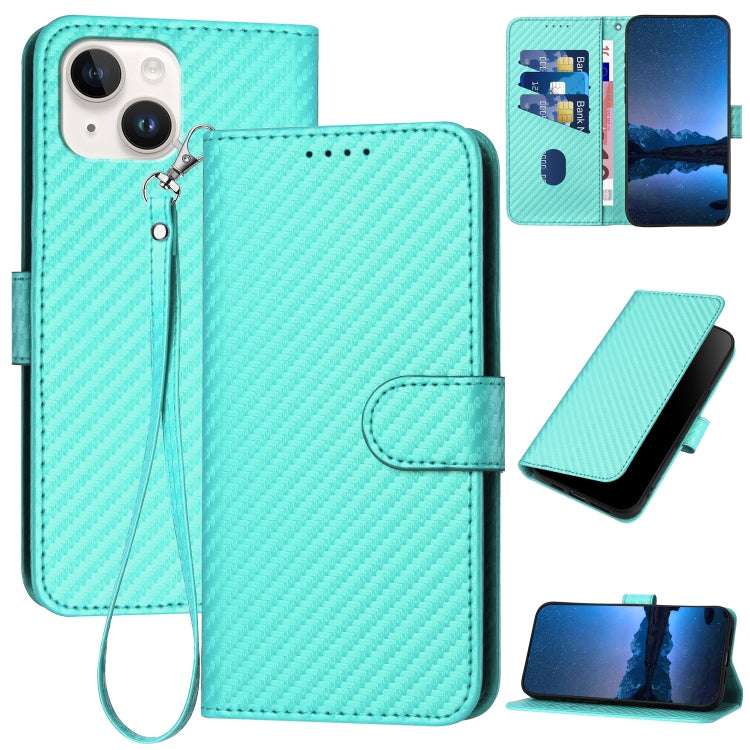 Coque de téléphone en cuir avec boucle en fibre de carbone YX0070 et cordon, pour iPhone 13 Pro Max, pour iPhone 13 Pro, pour iPhone 13, pour iPhone 13 mini, pour iPhone 12 / 12 Pro, pour iPhone 12 Pro Max