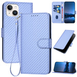 Coque de téléphone en cuir avec boucle en fibre de carbone YX0070 et cordon, pour iPhone 13 Pro Max, pour iPhone 13 Pro, pour iPhone 13, pour iPhone 13 mini, pour iPhone 12 / 12 Pro, pour iPhone 12 Pro Max