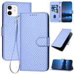 Étui de téléphone en cuir avec boucle en fibre de carbone YX0070 et cordon, pour iPhone 12 mini, pour iPhone 11 Pro Max, pour iPhone 11, pour iPhone 11 Pro, pour iPhone X / XS, pour iPhone XR