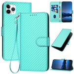 Étui de téléphone en cuir avec boucle en fibre de carbone YX0070 et cordon, pour iPhone 12 mini, pour iPhone 11 Pro Max, pour iPhone 11, pour iPhone 11 Pro, pour iPhone X / XS, pour iPhone XR