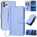 Étui de téléphone en cuir avec boucle en fibre de carbone YX0070 et cordon, pour iPhone 12 mini, pour iPhone 11 Pro Max, pour iPhone 11, pour iPhone 11 Pro, pour iPhone X / XS, pour iPhone XR