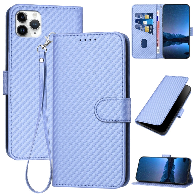 Étui de téléphone en cuir avec boucle en fibre de carbone YX0070 et cordon, pour iPhone 12 mini, pour iPhone 11 Pro Max, pour iPhone 11, pour iPhone 11 Pro, pour iPhone X / XS, pour iPhone XR