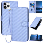 Étui de téléphone en cuir avec boucle en fibre de carbone YX0070 et cordon, pour iPhone 12 mini, pour iPhone 11 Pro Max, pour iPhone 11, pour iPhone 11 Pro, pour iPhone X / XS, pour iPhone XR