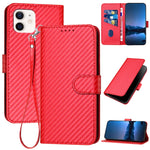 Étui de téléphone en cuir avec boucle en fibre de carbone YX0070 et cordon, pour iPhone 12 mini, pour iPhone 11 Pro Max, pour iPhone 11, pour iPhone 11 Pro, pour iPhone X / XS, pour iPhone XR