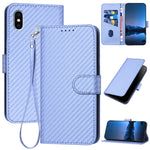 Étui de téléphone en cuir avec boucle en fibre de carbone YX0070 et cordon, pour iPhone 12 mini, pour iPhone 11 Pro Max, pour iPhone 11, pour iPhone 11 Pro, pour iPhone X / XS, pour iPhone XR