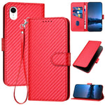 Étui de téléphone en cuir avec boucle en fibre de carbone YX0070 et cordon, pour iPhone 12 mini, pour iPhone 11 Pro Max, pour iPhone 11, pour iPhone 11 Pro, pour iPhone X / XS, pour iPhone XR
