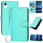 Étui de téléphone en cuir avec boucle en fibre de carbone YX0070 et cordon, pour iPhone 12 mini, pour iPhone 11 Pro Max, pour iPhone 11, pour iPhone 11 Pro, pour iPhone X / XS, pour iPhone XR