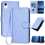 Étui de téléphone en cuir avec boucle en fibre de carbone YX0070 et cordon, pour iPhone 12 mini, pour iPhone 11 Pro Max, pour iPhone 11, pour iPhone 11 Pro, pour iPhone X / XS, pour iPhone XR