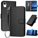 Étui de téléphone en cuir avec boucle en fibre de carbone YX0070 et cordon, pour iPhone 12 mini, pour iPhone 11 Pro Max, pour iPhone 11, pour iPhone 11 Pro, pour iPhone X / XS, pour iPhone XR