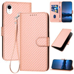 Étui de téléphone en cuir avec boucle en fibre de carbone YX0070 et cordon, pour iPhone 12 mini, pour iPhone 11 Pro Max, pour iPhone 11, pour iPhone 11 Pro, pour iPhone X / XS, pour iPhone XR