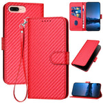 YX0070 Étui de téléphone en cuir avec boucle en fibre de carbone et cordon, Pour iPhone XS Max, Pour iPhone 8 Plus / 7 Plus