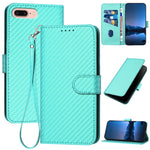 YX0070 Étui de téléphone en cuir avec boucle en fibre de carbone et cordon, Pour iPhone XS Max, Pour iPhone 8 Plus / 7 Plus
