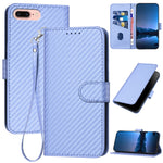 YX0070 Étui de téléphone en cuir avec boucle en fibre de carbone et cordon, Pour iPhone XS Max, Pour iPhone 8 Plus / 7 Plus