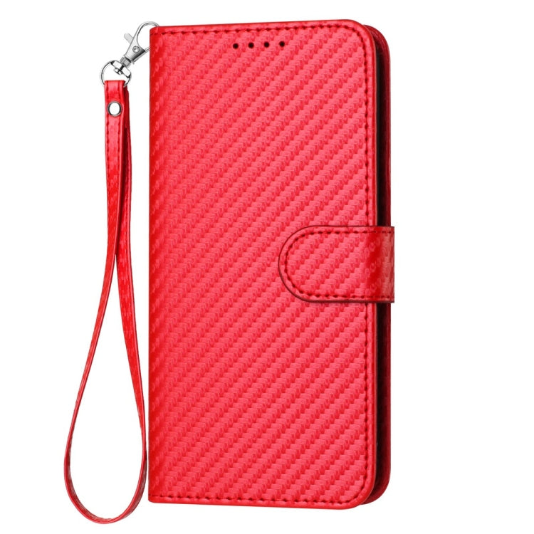 YX0070 Étui de téléphone en cuir avec boucle en fibre de carbone et cordon, Pour iPhone 16 Pro, Pour iPhone 16 Plus, Pour iPhone 16, Pour iPhone 15 Pro Max, Pour iPhone 15 Pro, Pour iPhone 15 Plus