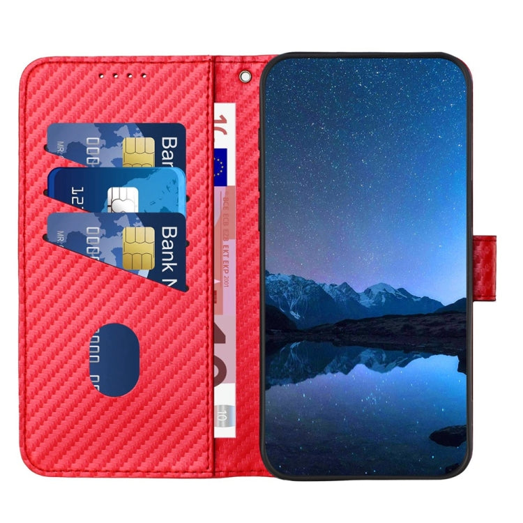 YX0070 Étui de téléphone en cuir avec boucle en fibre de carbone et cordon, Pour iPhone 16 Pro, Pour iPhone 16 Plus, Pour iPhone 16, Pour iPhone 15 Pro Max, Pour iPhone 15 Pro, Pour iPhone 15 Plus