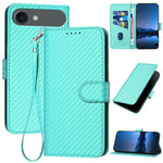 YX0070 Étui de téléphone en cuir avec boucle en fibre de carbone et cordon, Pour iPhone 17e / 16e, Pour iPhone 17 Pro Max, Pour iPhone 17 Pro, Pour iPhone 17, Pour iPhone Air, Pour iPhone 16 Pro Max