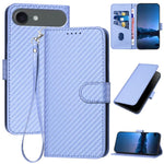YX0070 Étui de téléphone en cuir avec boucle en fibre de carbone et cordon, Pour iPhone 17e / 16e, Pour iPhone 17 Pro Max, Pour iPhone 17 Pro, Pour iPhone 17, Pour iPhone Air, Pour iPhone 16 Pro Max