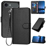 YX0070 Étui de téléphone en cuir avec boucle en fibre de carbone et cordon, Pour iPhone 17e / 16e, Pour iPhone 17 Pro Max, Pour iPhone 17 Pro, Pour iPhone 17, Pour iPhone Air, Pour iPhone 16 Pro Max