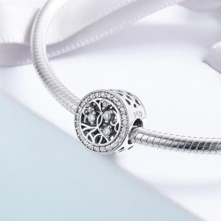 Bracelet Arbre de Vie en Argent Sterling S925 avec Cordon Décoré de Perles Détachées