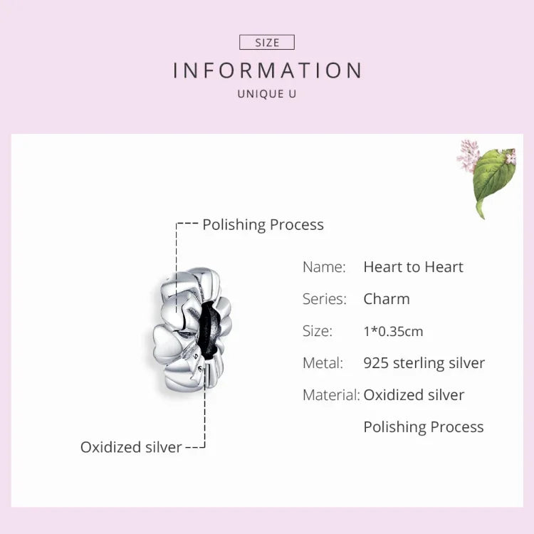 Perles en Forme de Cœur en Argent Sterling S925 Accessoires DIY pour Bracelet Collier