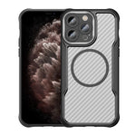 Coque de téléphone translucide MagSafe texture fibre de carbone, pour iPhone 11 Pro