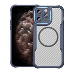 Coque de téléphone translucide MagSafe texture fibre de carbone, pour iPhone 11 Pro