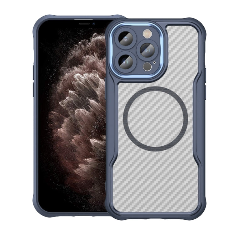 Coque de téléphone translucide MagSafe texture fibre de carbone, pour iPhone 11 Pro