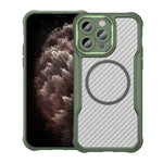 Coque de téléphone translucide MagSafe texture fibre de carbone, pour iPhone 11 Pro