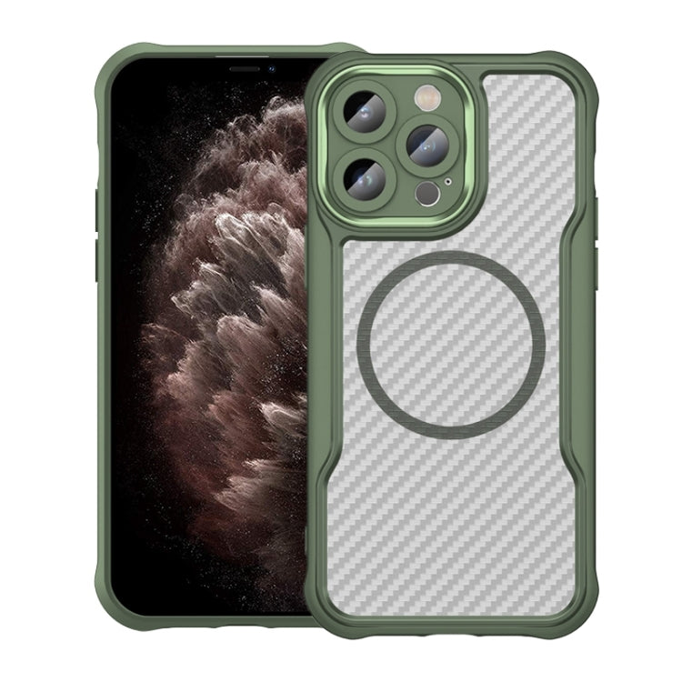 Coque de téléphone translucide MagSafe texture fibre de carbone, pour iPhone 11 Pro