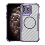 Coque de téléphone translucide MagSafe texture fibre de carbone, pour iPhone 11 Pro