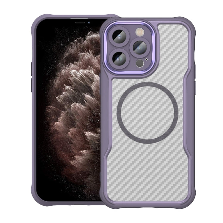 Coque de téléphone translucide MagSafe texture fibre de carbone, pour iPhone 11 Pro