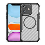 Coque de téléphone translucide MagSafe texture fibre de carbone, pour iPhone 11 Pro