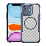 Coque de téléphone translucide MagSafe texture fibre de carbone, pour iPhone 11 Pro