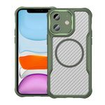 Coque de téléphone translucide MagSafe texture fibre de carbone, pour iPhone 11 Pro