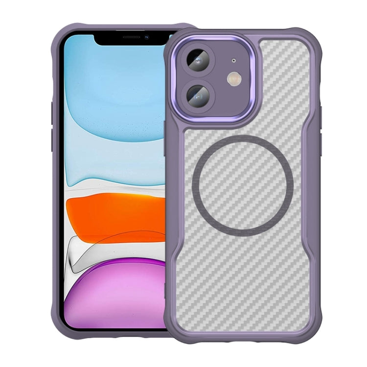 Coque de téléphone translucide MagSafe texture fibre de carbone, pour iPhone 11 Pro
