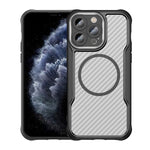 Coque de téléphone translucide MagSafe texture fibre de carbone, pour iPhone 11 Pro