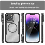 Coque de téléphone translucide MagSafe texture fibre de carbone, pour iPhone 11 Pro