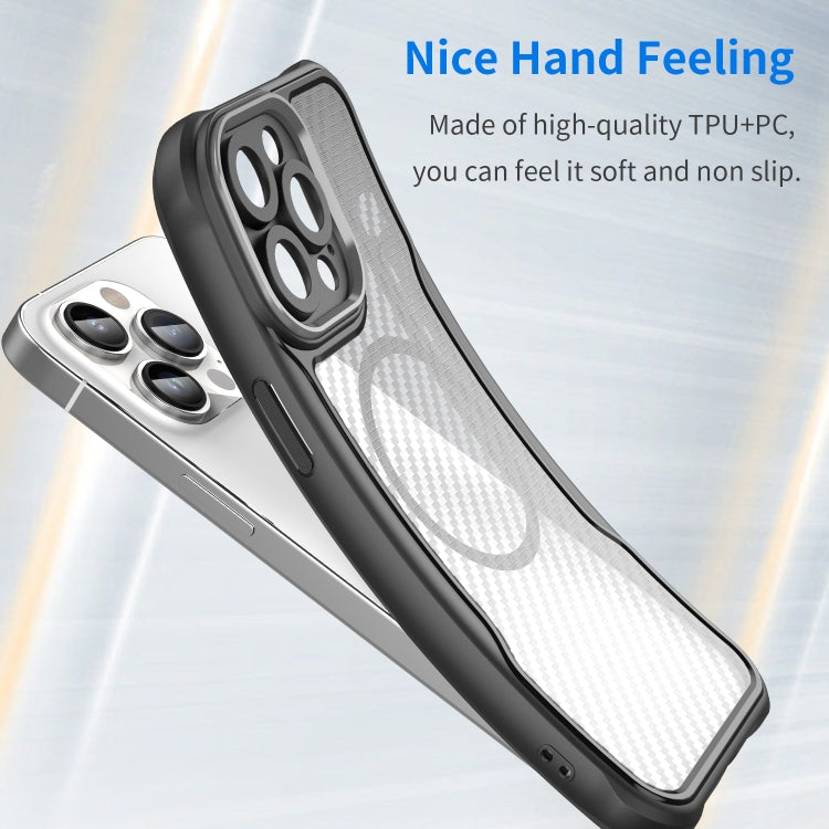 Coque de téléphone translucide MagSafe texture fibre de carbone, pour iPhone 11 Pro
