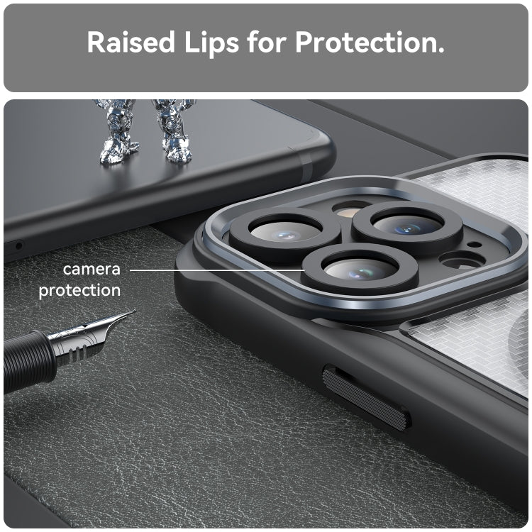 Coque de téléphone translucide MagSafe texture fibre de carbone, pour iPhone 11 Pro