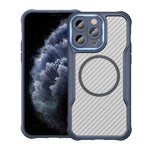 Coque de téléphone translucide MagSafe texture fibre de carbone, pour iPhone 11 Pro