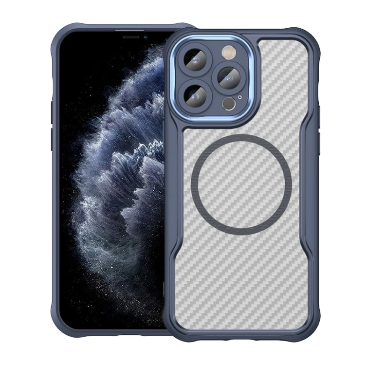 Coque de téléphone translucide MagSafe texture fibre de carbone, pour iPhone 11 Pro
