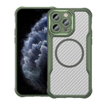 Coque de téléphone translucide MagSafe texture fibre de carbone, pour iPhone 11 Pro