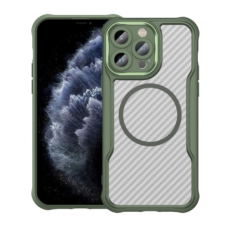 Coque de téléphone translucide MagSafe texture fibre de carbone, pour iPhone 11 Pro