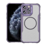 Coque de téléphone translucide MagSafe texture fibre de carbone, pour iPhone 11 Pro