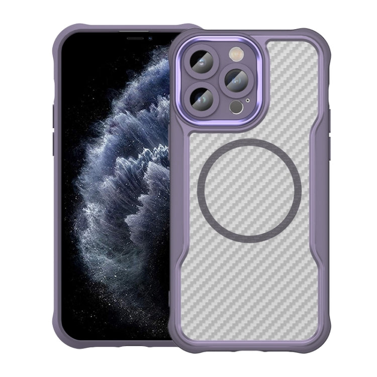Coque de téléphone translucide MagSafe texture fibre de carbone, pour iPhone 11 Pro