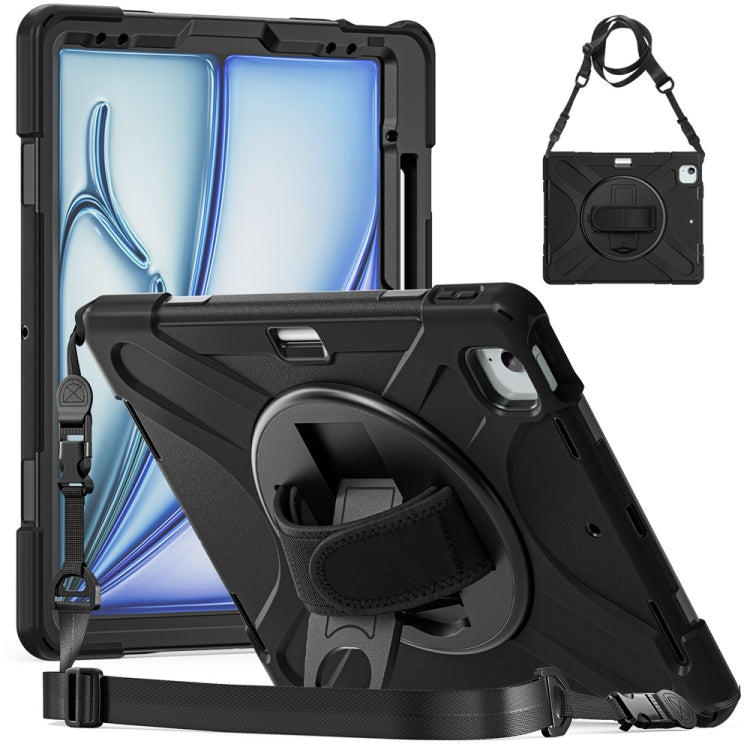Rotatable Holder Silicone Hybrid PC Tablet Case with Shoulder Strap, For iPad Air 13 2026 / 2025 / 2024, For iPad Air 11 2026 / 2025 / 2024, For iPad Pro 13 2025 / 2024, For iPad Pro 11 2025 / 2024