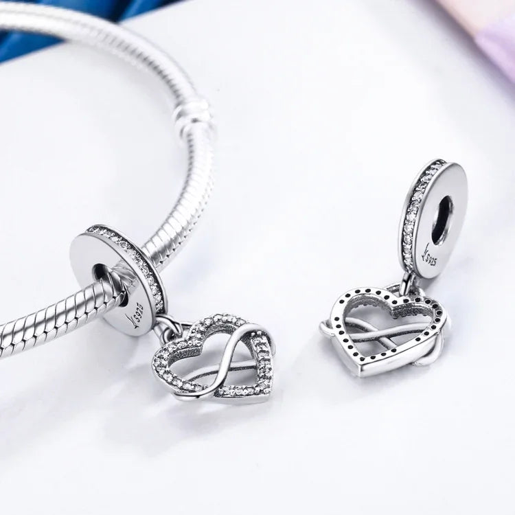 Pendentif Diamant en Forme de Cœur en Argent Sterling S925 Accessoires DIY pour Bracelet Collier