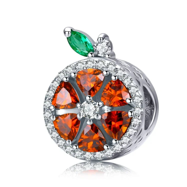 Perles Fruit Pomelo Rouge en Argent Sterling S925 Accessoires DIY pour Bracelet Collier