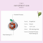 Perles Fruit Pomelo Rouge en Argent Sterling S925 Accessoires DIY pour Bracelet Collier