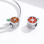 Perles Fruit Pomelo Rouge en Argent Sterling S925 Accessoires DIY pour Bracelet Collier